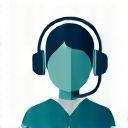 A graphic of a person wearing a support headset.