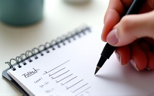 A person writing a simple plan on a notepad.